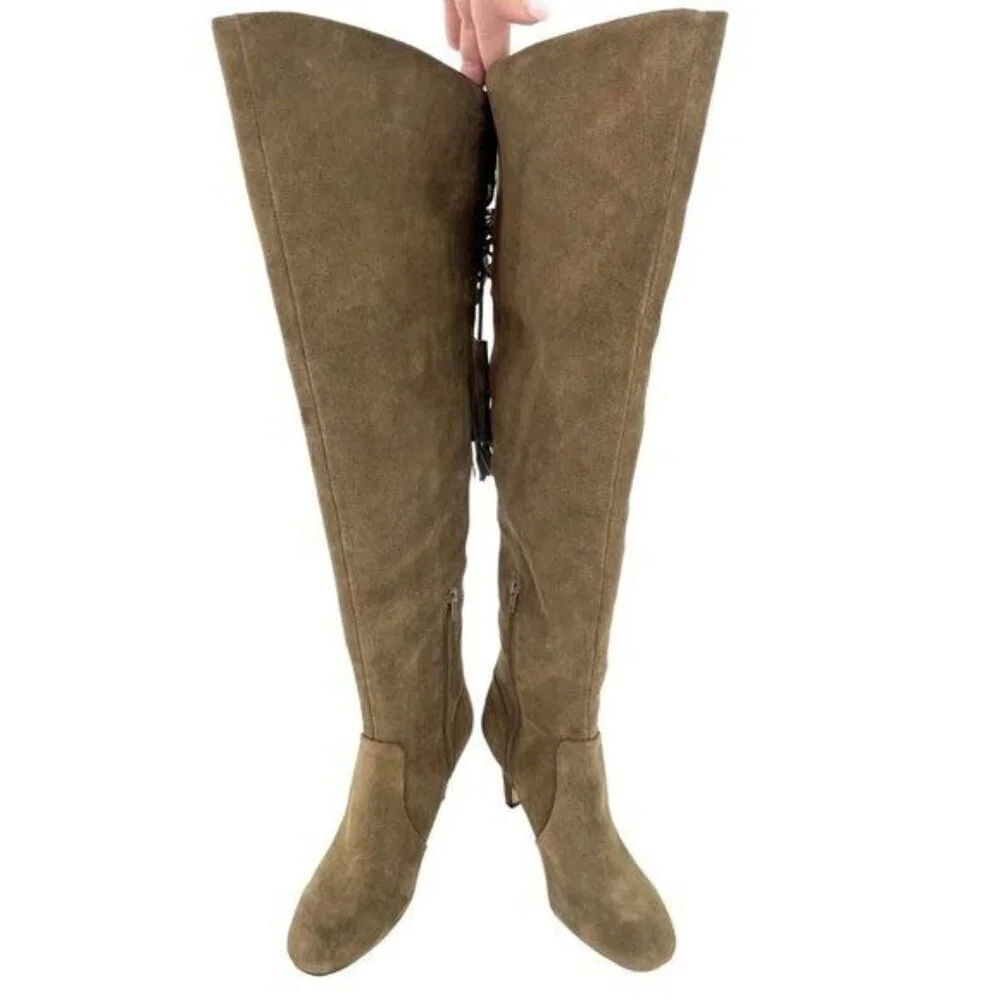 Vince Camuto Cherline Brown Suede Leather Over the Knee Boots SZ 6 New